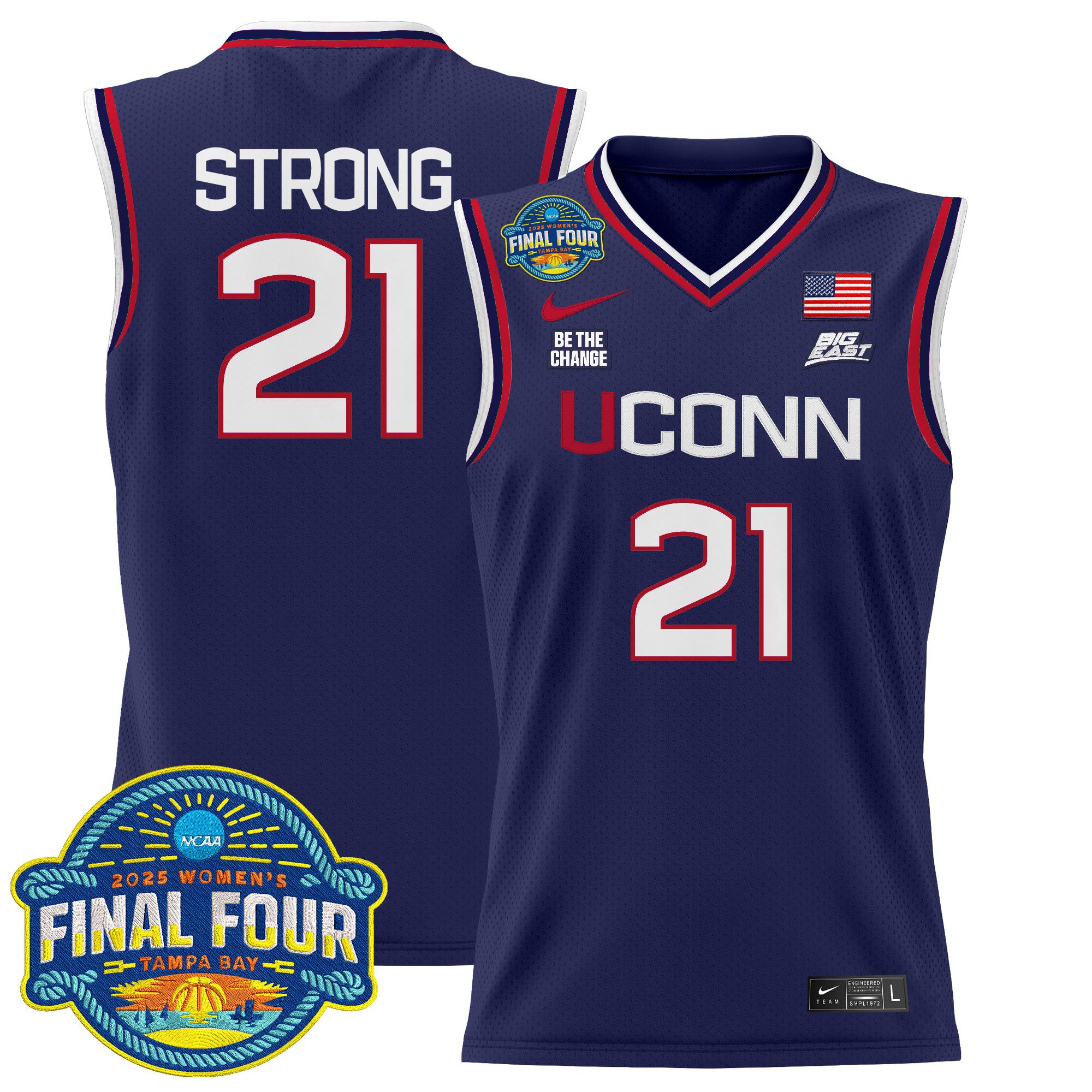 Men UConn Huskies #21 Strong Purple Nike 2025 Big Eat Final Four Patch Lightweight Basketball NCAA Jersey